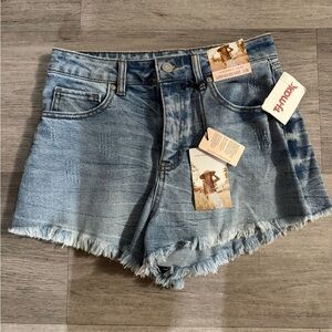 Sincerely Jules Light Blue Distressed Denim Frayed Hem Shorts